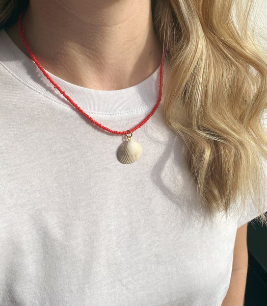 Muschelkette BEACHGIRL SYLT Rot - goldensylt jewelry