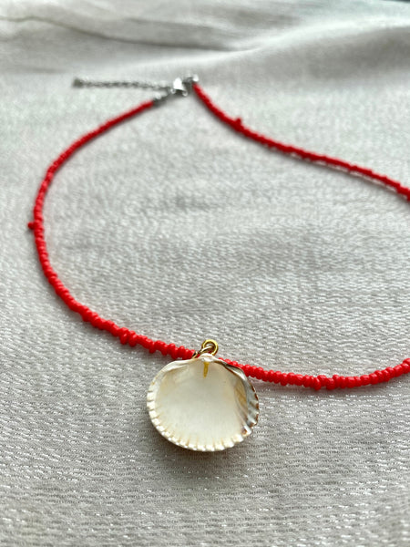 Muschelkette BEACHGIRL SYLT Rot - goldensylt jewelry